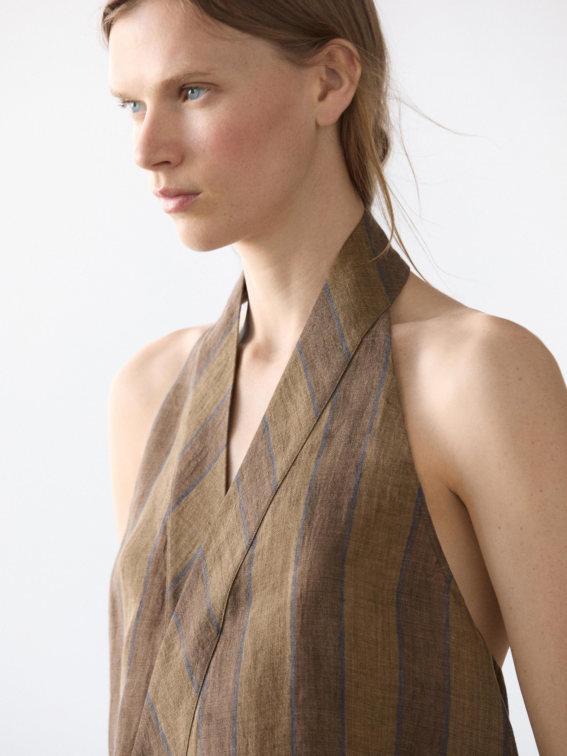 Printed waistcoat with crossover neckline